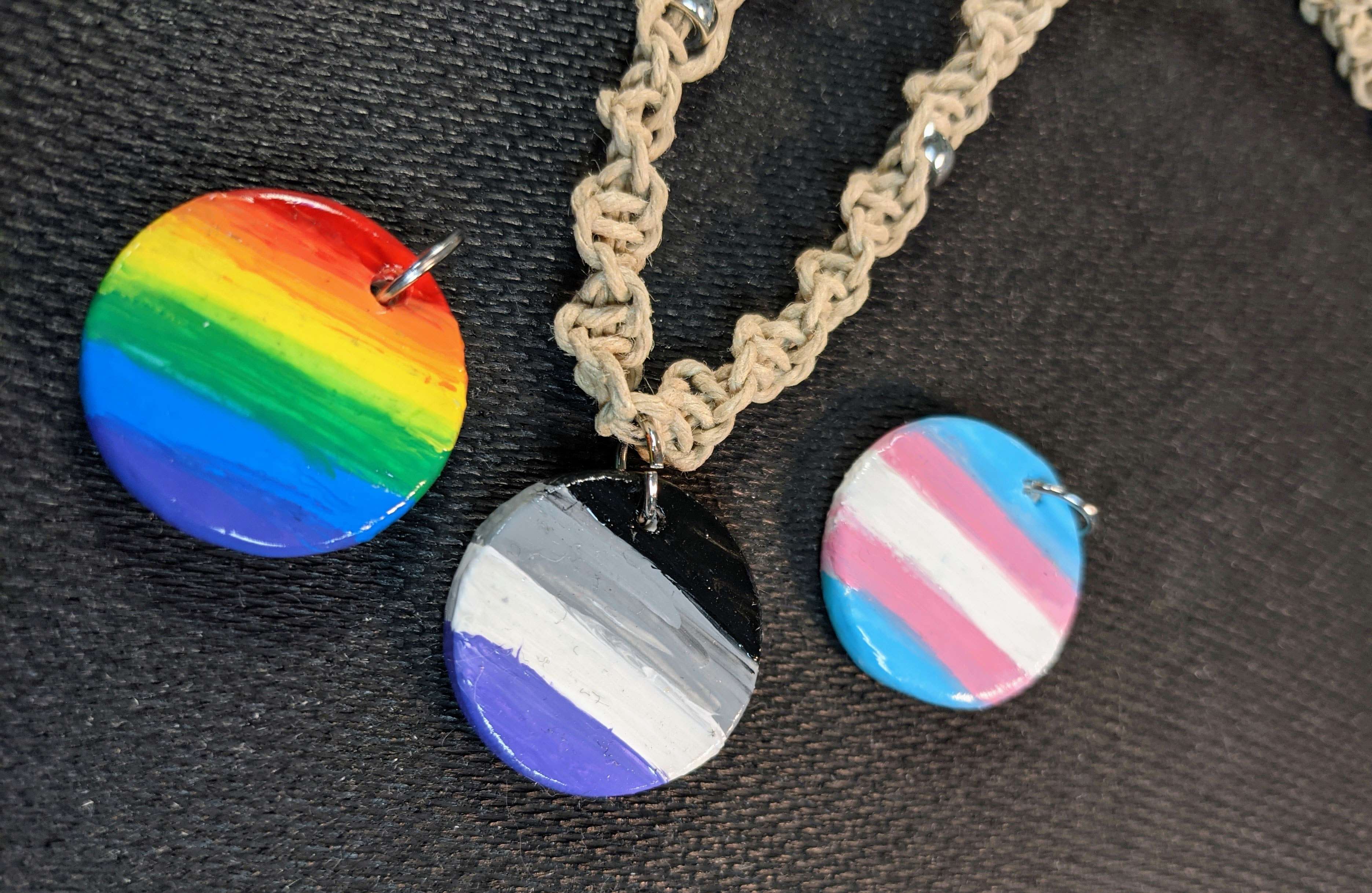Rainbow, nonbinary, and transgender pride pendants