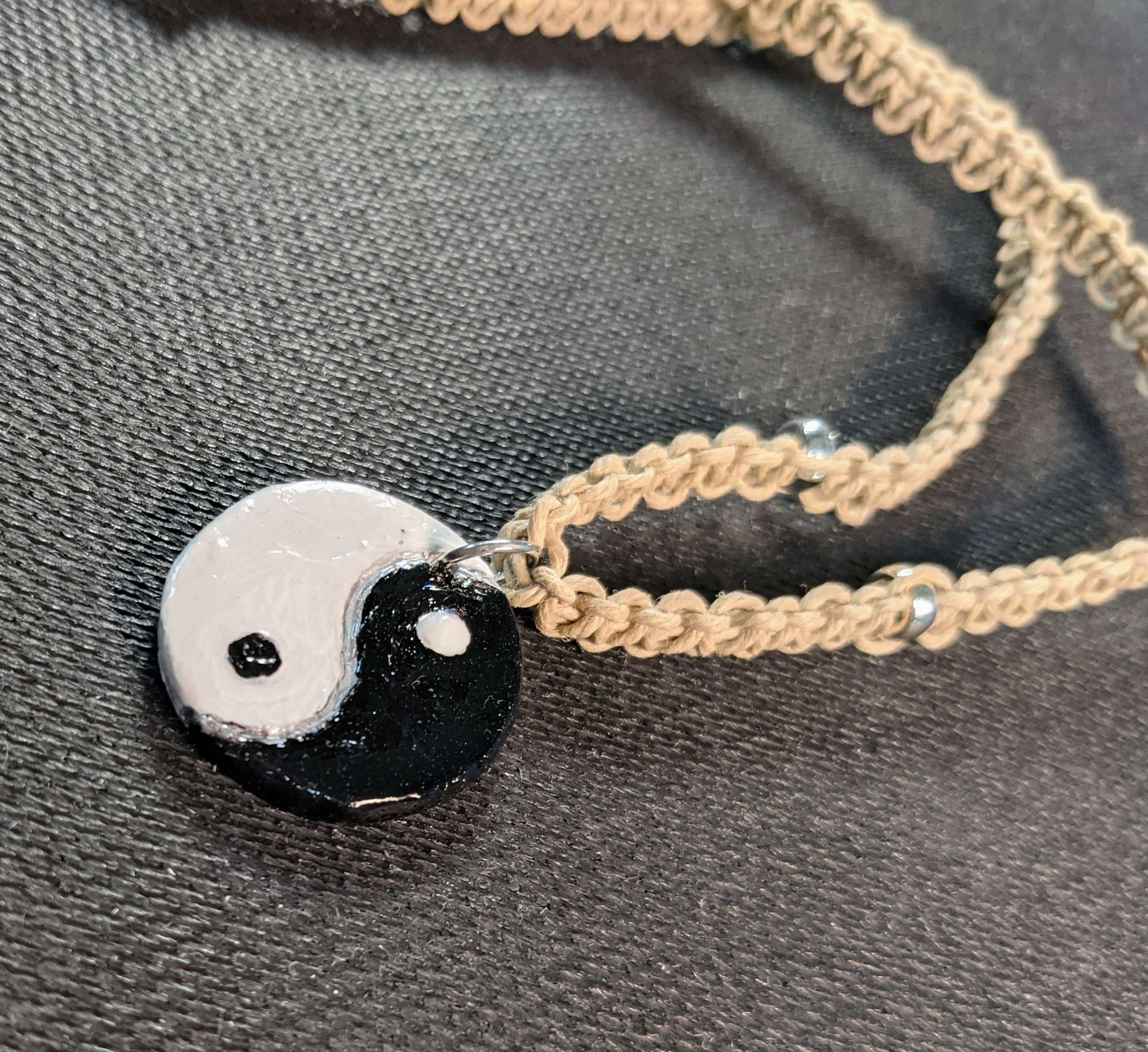 Black and white yin-yang pendant